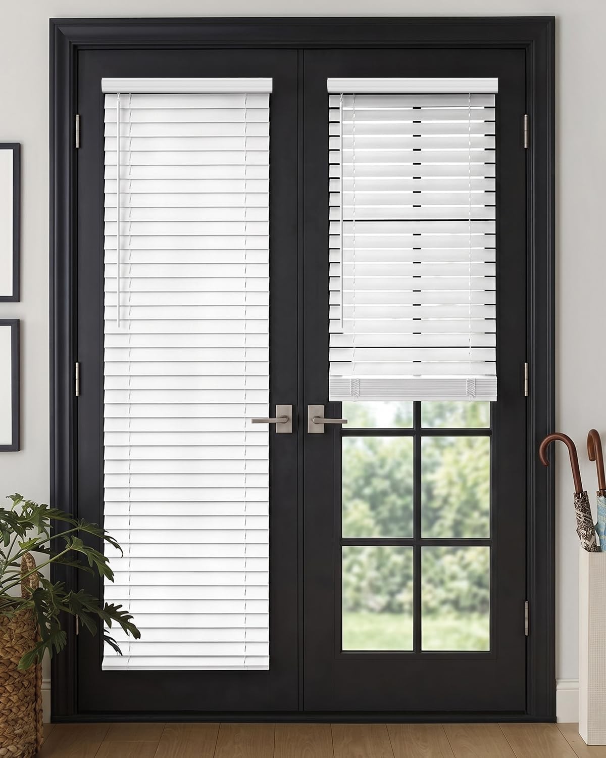 2″ Faux Wood Blinds for Doors, Cordless French Door Blinds for , Light Filtering