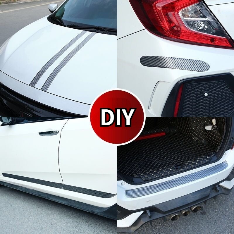 1m DIY Car Sticker Carbon Fiber Rubber Door Sill Protector Anti Scratch Strip