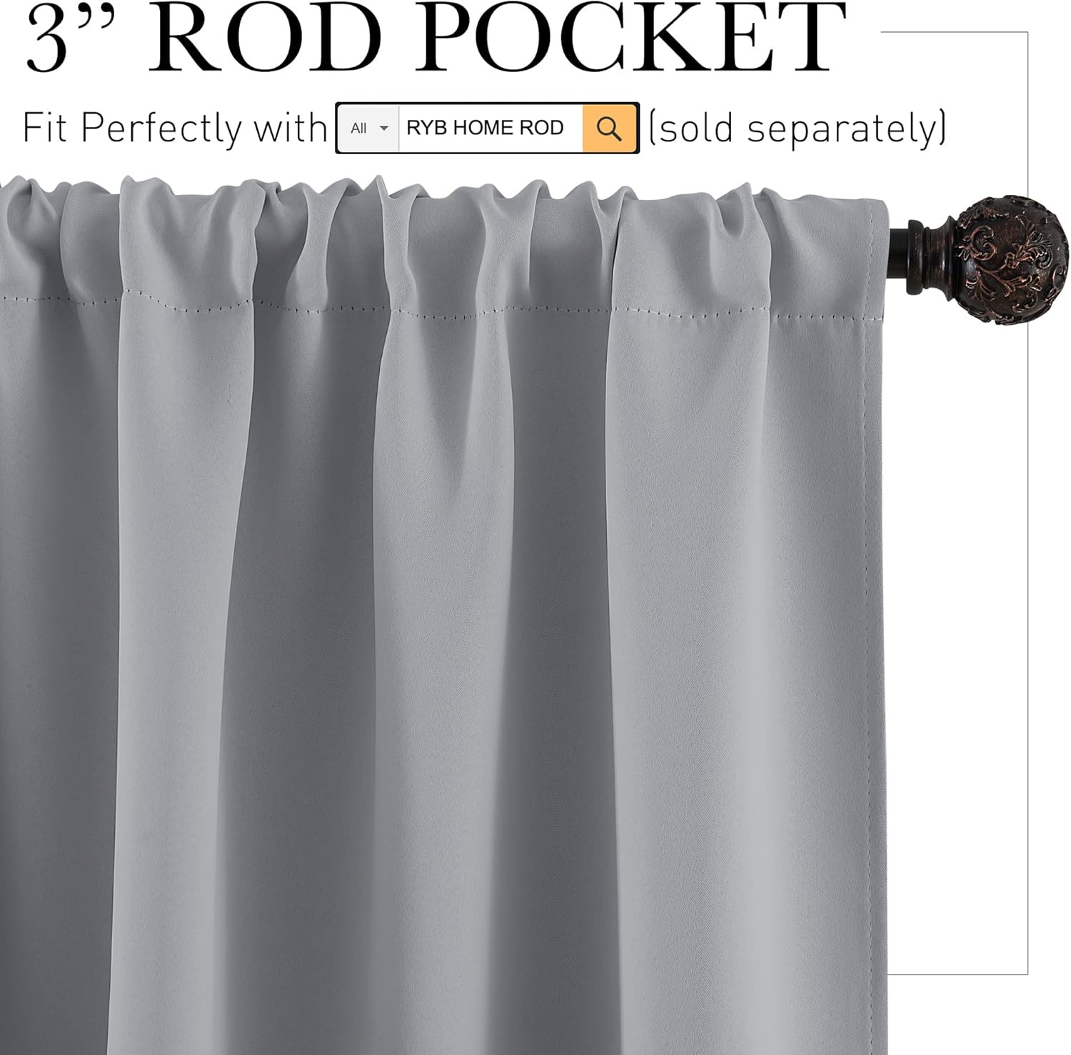 RYB HOME Blackout Curtains Small Window Decor Energy Efficiency Drapes for Kitch