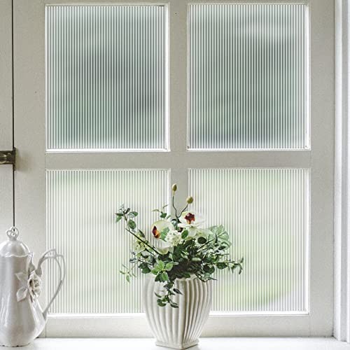 Reeded Glass Privacy Film, Frosted Window Vinyl, 3D 29.5″x118″ (75x300cm)