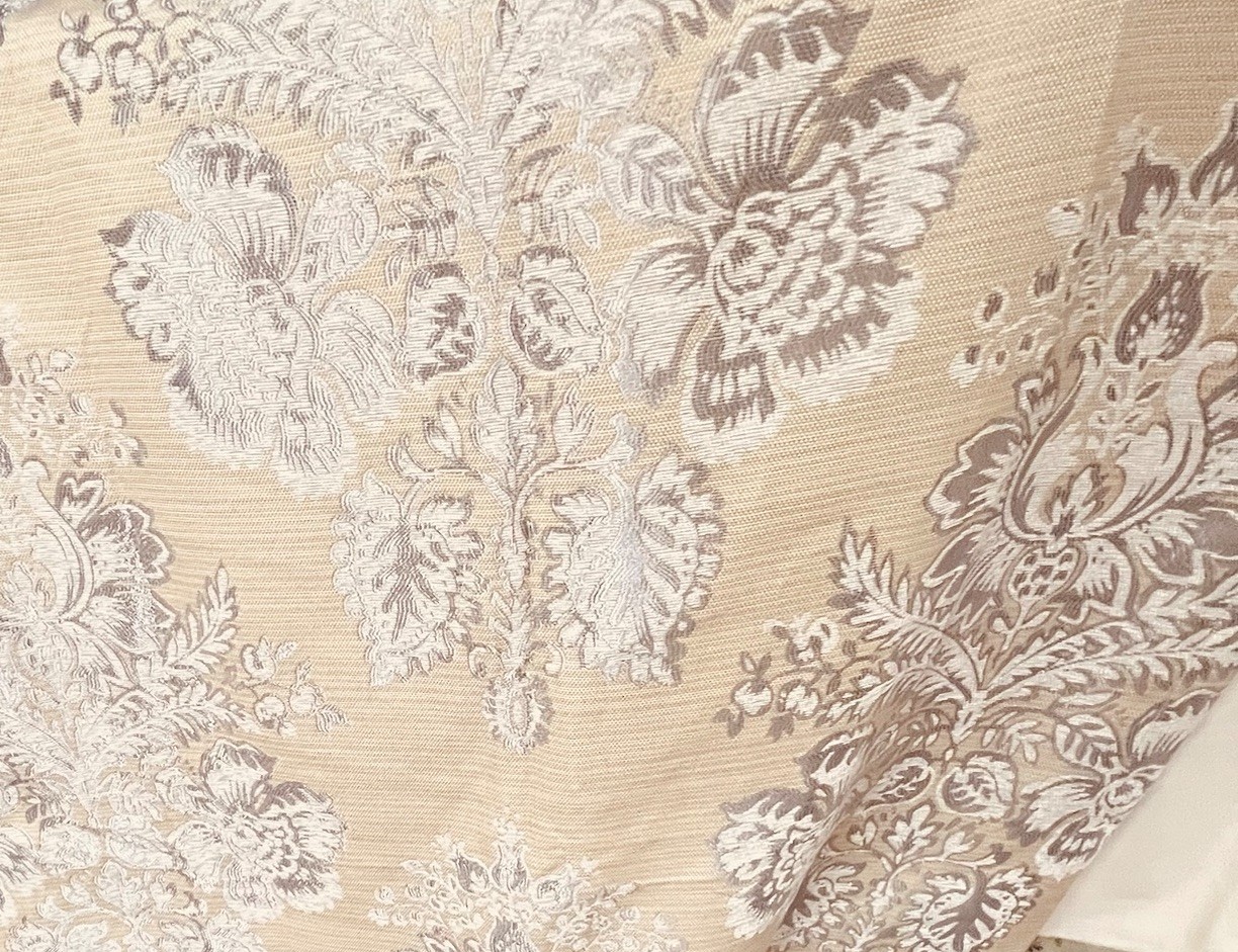 Croscill Jacquard Damask Curtains 42×88 Lined Rod Pocket Neutral Classic