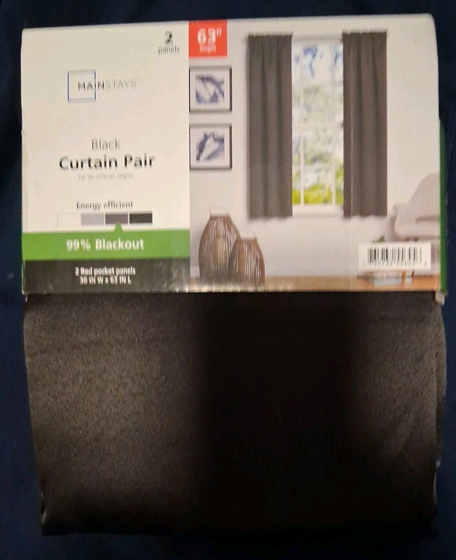 Mainstays 63 in Black Curtains