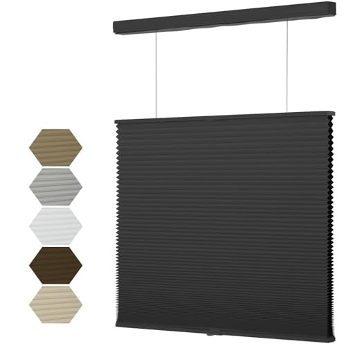 Top Down Bottom Up（TDBU Cellular Shades, 1.5 inch 22″W x 50″H Black-blackout