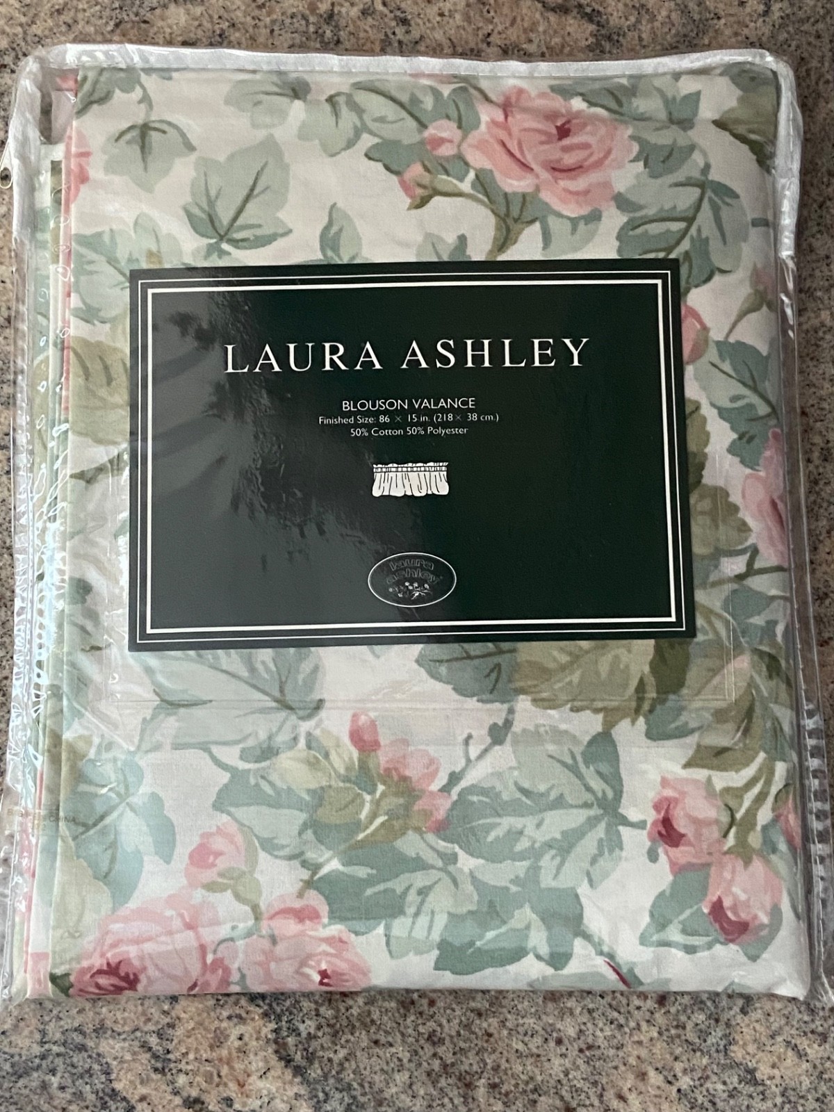 Laura Ashley Cottage Rose Blouson Valance 86”x15” NOS – New