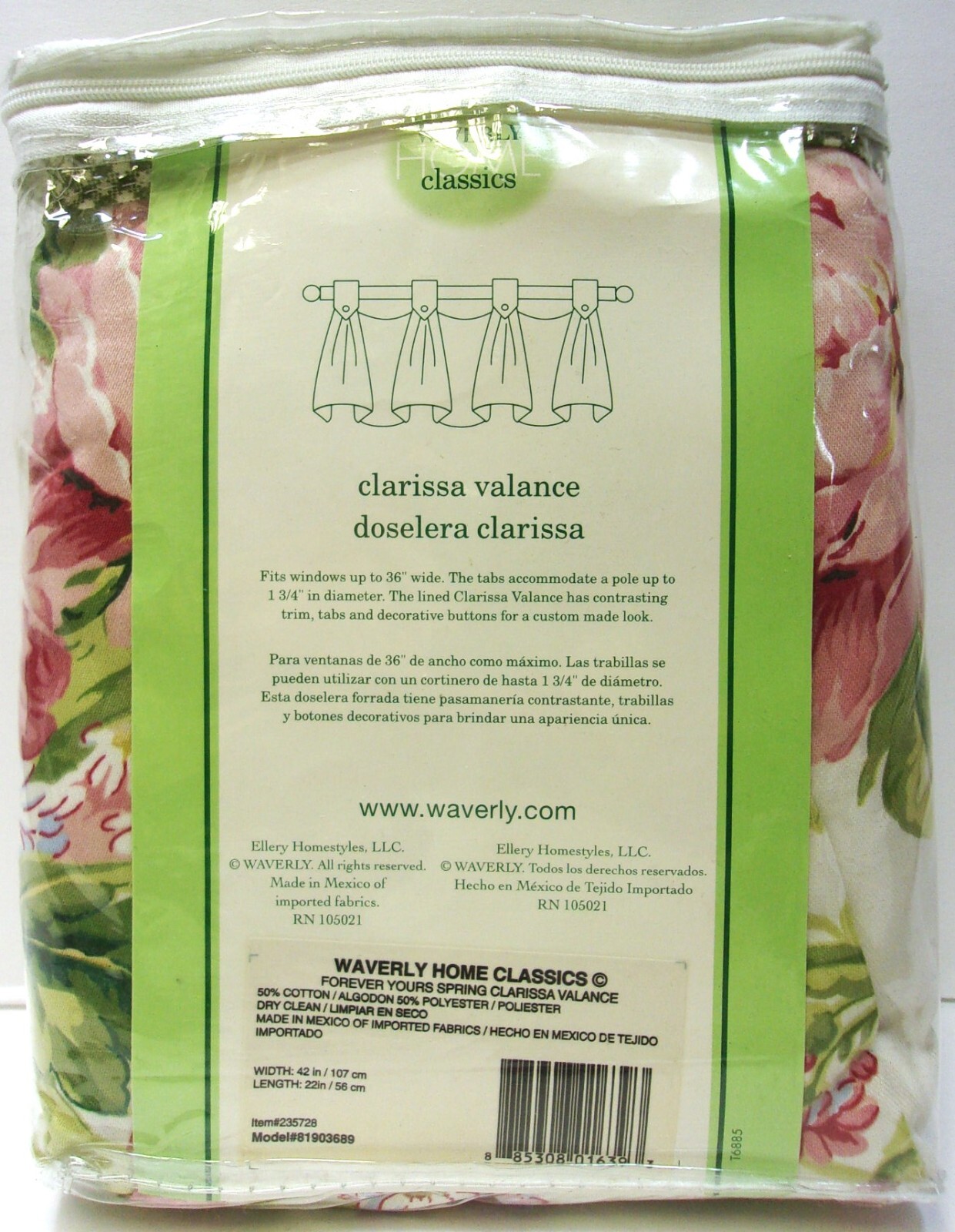Waverly Home Classics Valance “Clarissa Valance” 42 x 21 x 6 in, New in Package