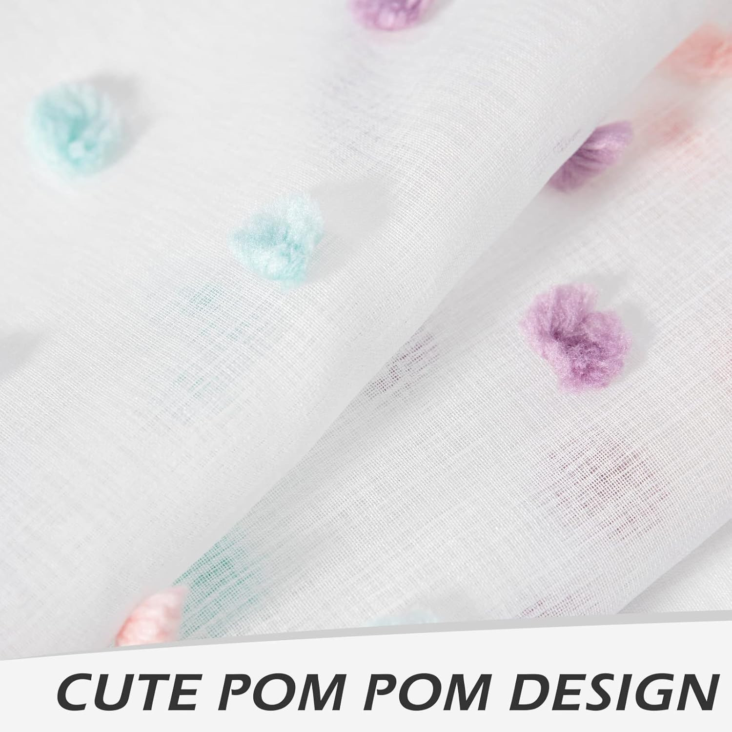 Small Curtains for Kitchen Windows Rainbow Pom Pom Curtains for Bedroom Light Fi