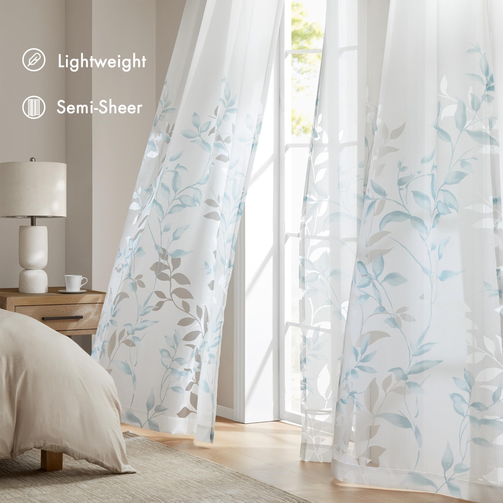 Madison Park Cecily Semi Sheer SINGLE Panel Window Curtain Burnout Botanical Pri