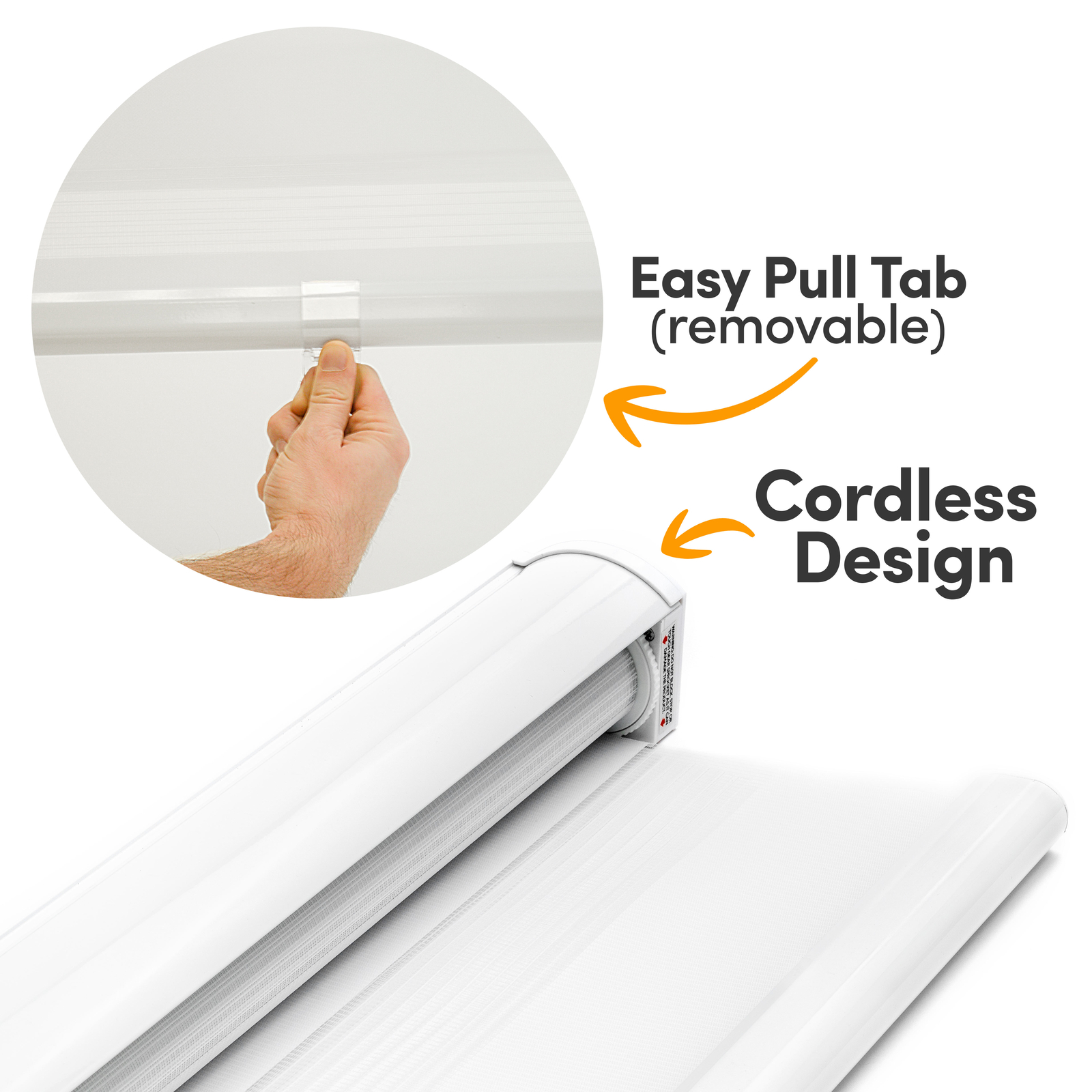 Cordless Zebra Roller Blinds Shades Sheer or Privacy – White, 20″ to 72″W x 72″H