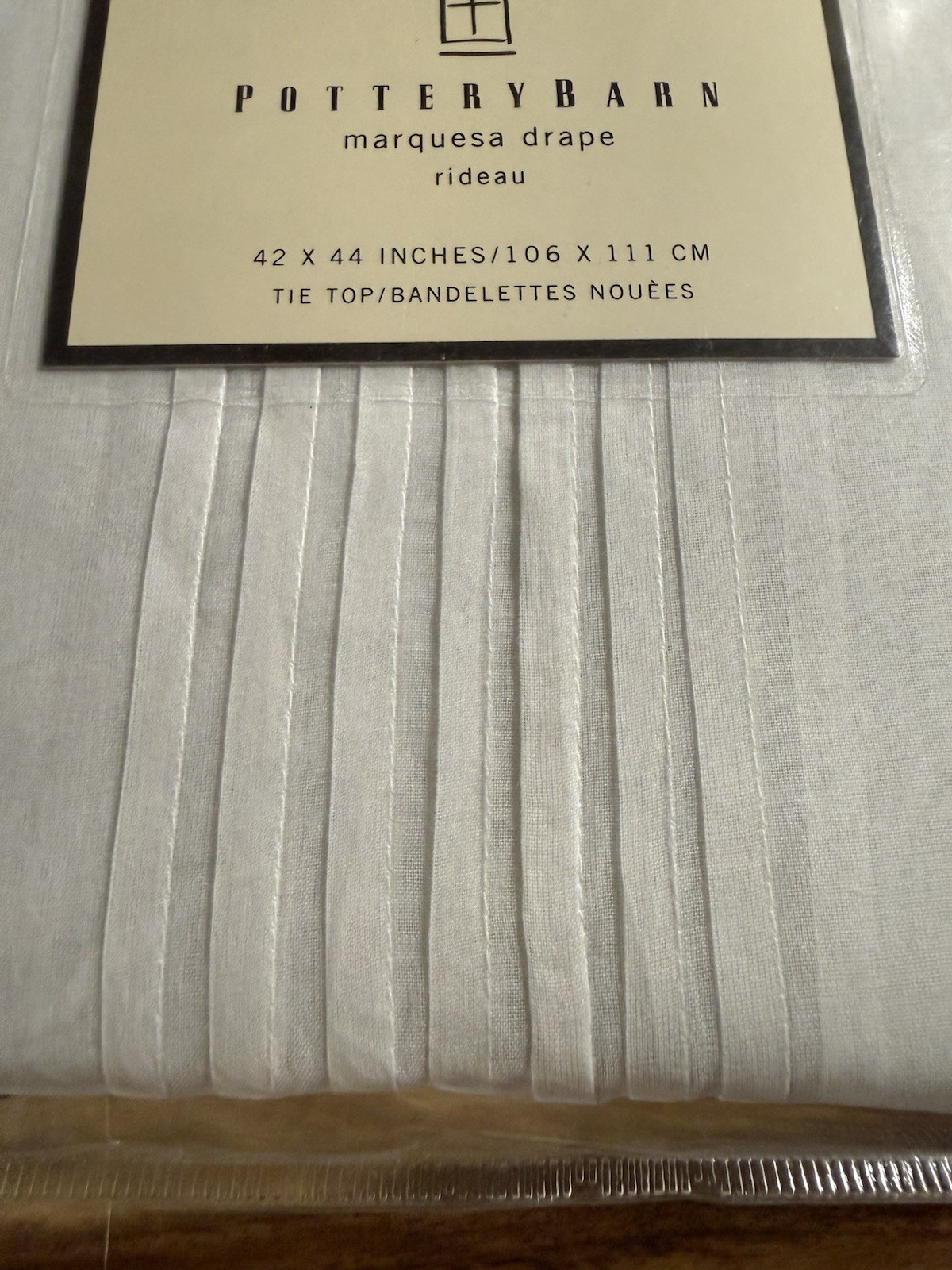 Pottery Barn Marquesa SHEER Drape Panel 42 x 44 100% Cotton White Tie Top NEW