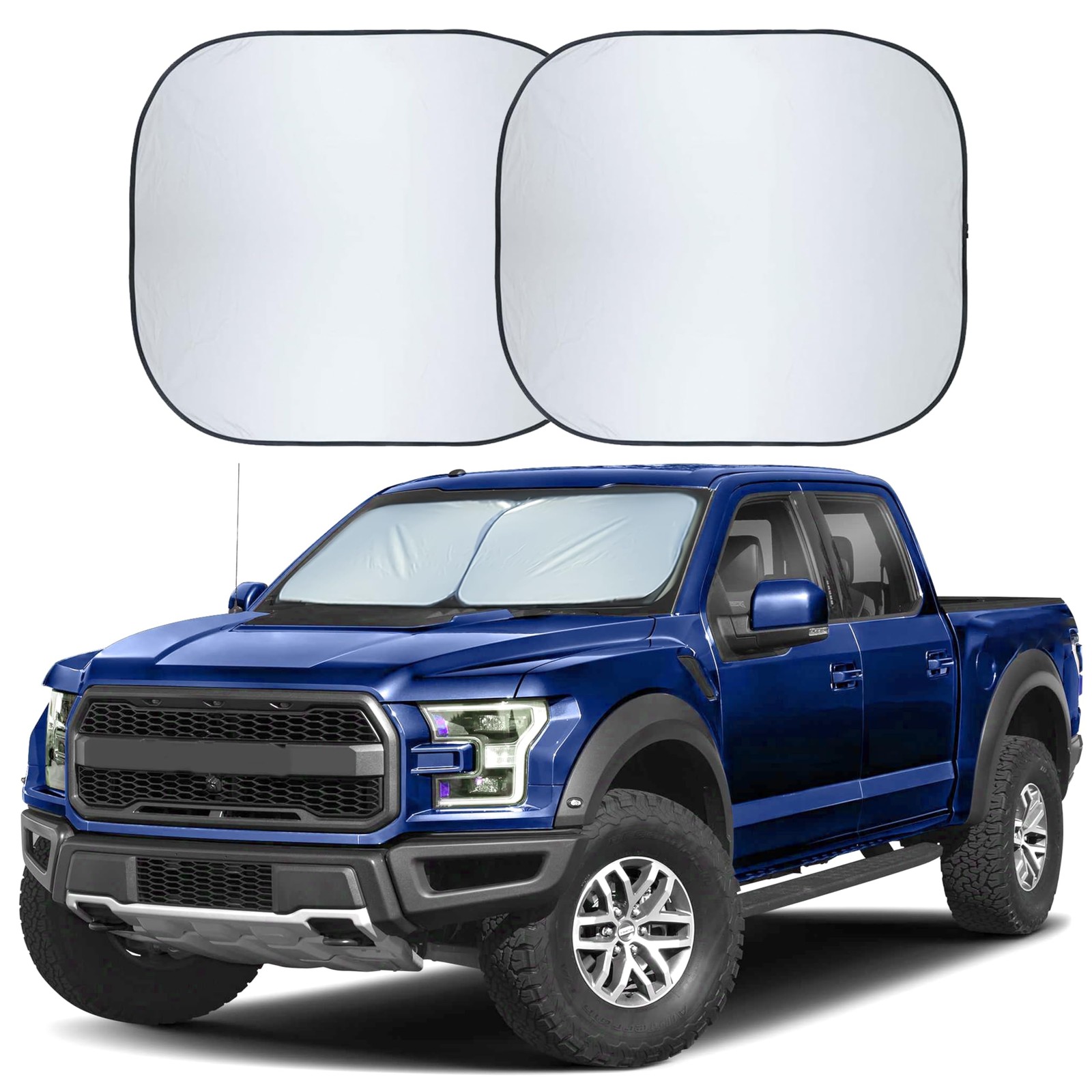 Large Silver Truck Windshield Sun Shade UV Protection Foldable Design 80T
