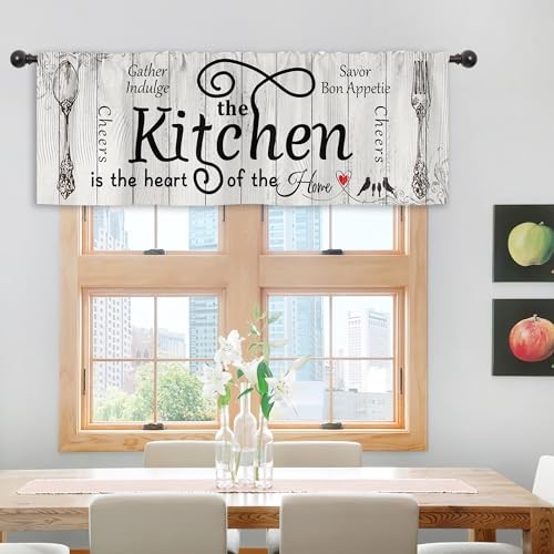 Kitchen Curtains and Valances 3 Piece Set Rod 52″W x 54″L (Pack of 1) A-white