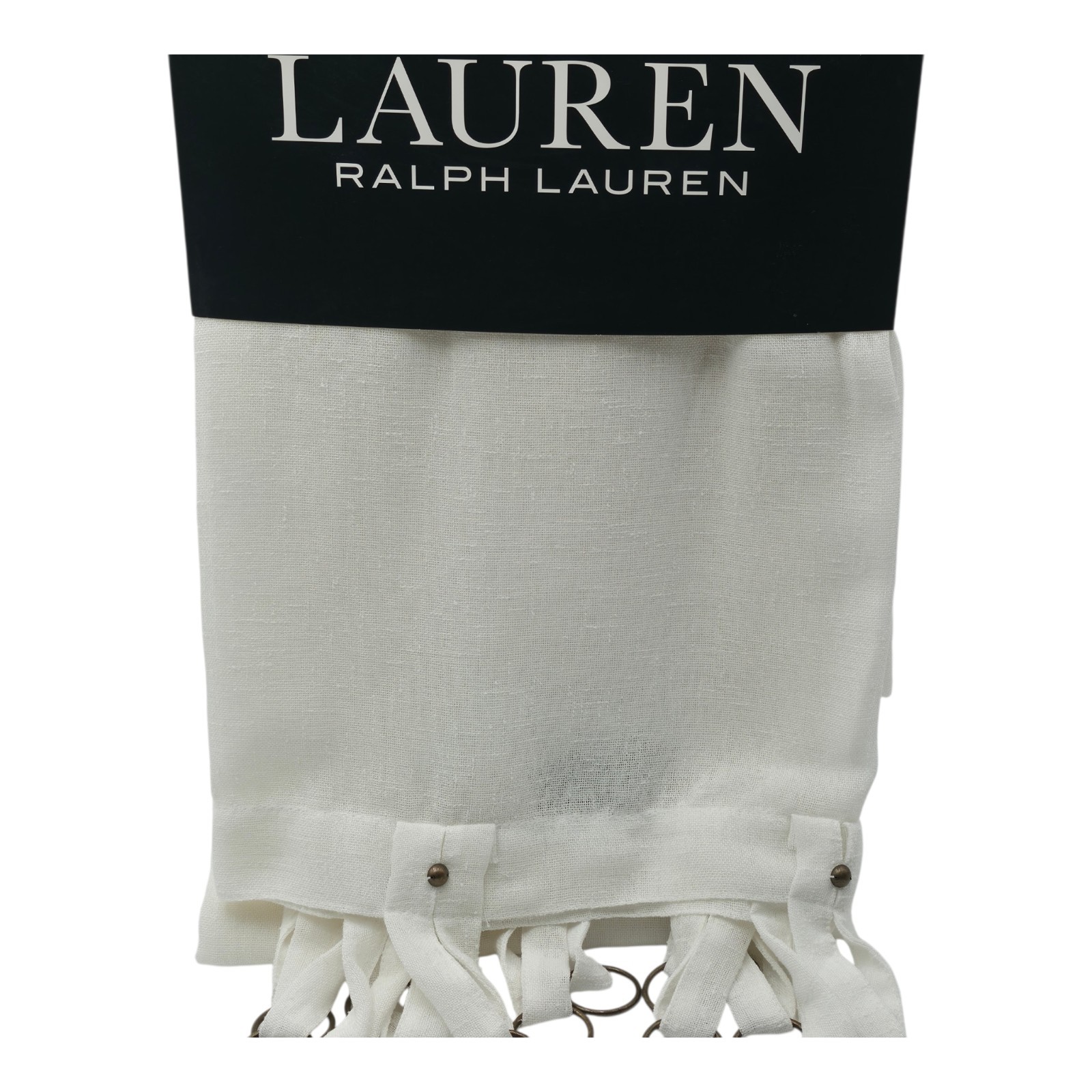 Ralph Lauren Set of 4 Linen Blend Curtains White 52×84 Drapes w/ Rings NEW