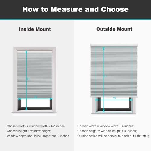 Cordless Cellular Shades, Blackout Honeycomb Shades 33″W x 72″H Blackout-grey