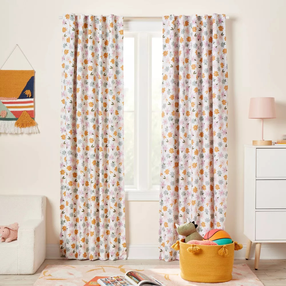 42″W x 84″L All Over Kids’ Blackout Window Curtain Panel Floral Print