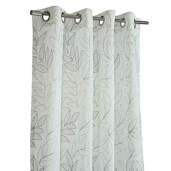 Habitat Valentina Grommet Curtain Panel 52 x 84 Grey Leaf Polyester Sheer