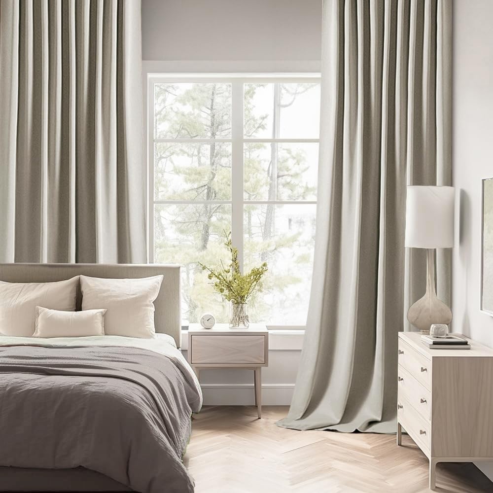 MIULEE Stone Back Tab Blackout Curtains 120 Inch Long 2 Panels Set