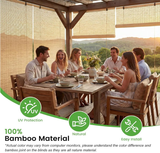 Bamboo Blinds Roller Shades for Windows Bamboo Shades for Indoor and Outdoor Pat