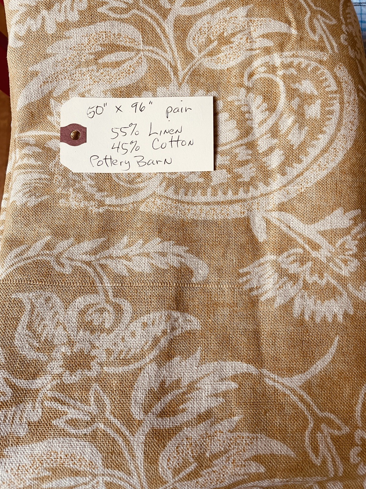 Pottery Barn Alessandra Drape 50×96 Pole Top Linen/Cotton Honey Gold