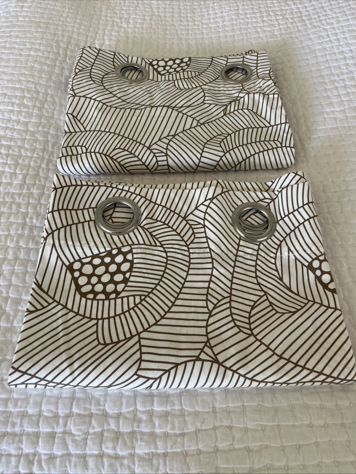 IKEA Set of 2 INGERLISE Mod Floral Unlined Grommet Curtain Panels 56×82”