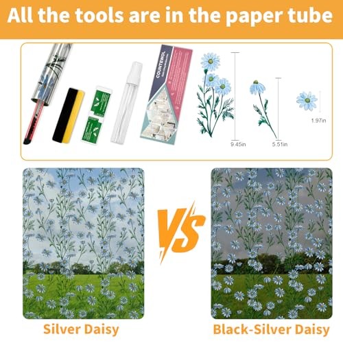 Upgraded Window Privacy Film One Way Daytime 17.5 x 78.7 in Silver(daisy)