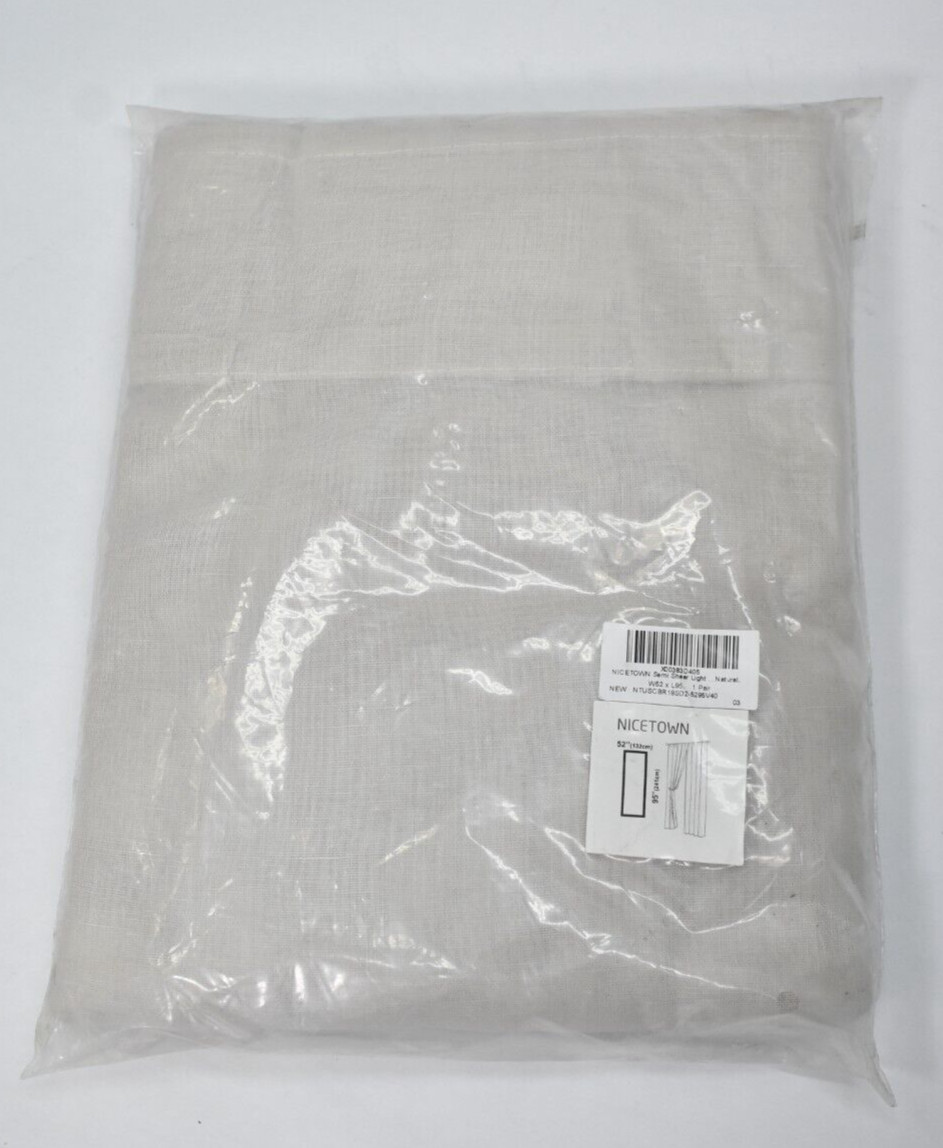 Nicetown Semi Sheer Light Filtering Linen Curtain 2 Piece Set 52″ x 95″ Natural