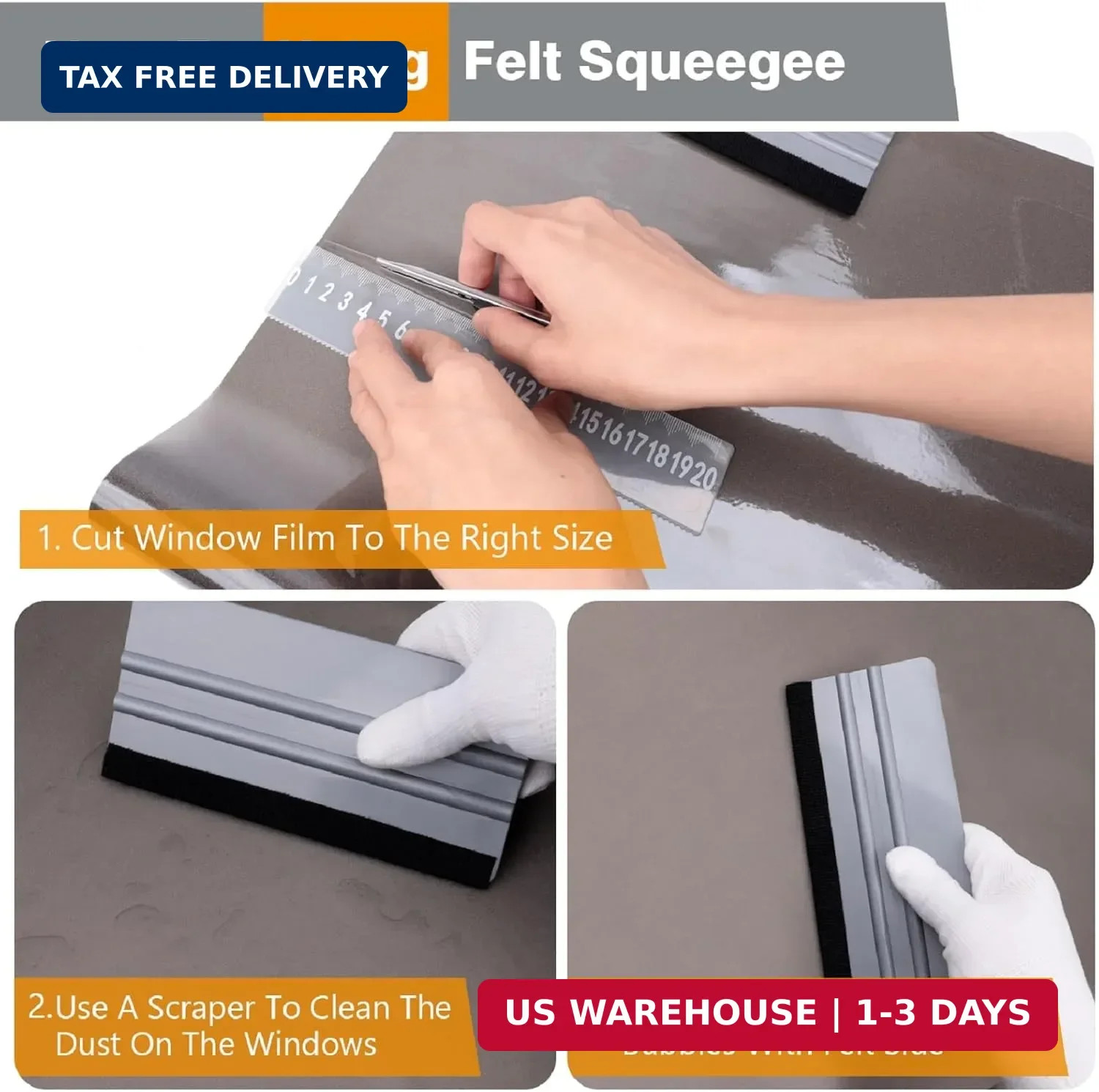 KESPEN Window Felt Squeegee, Vinyl Scraper for Window Privacy Film and Car Glass