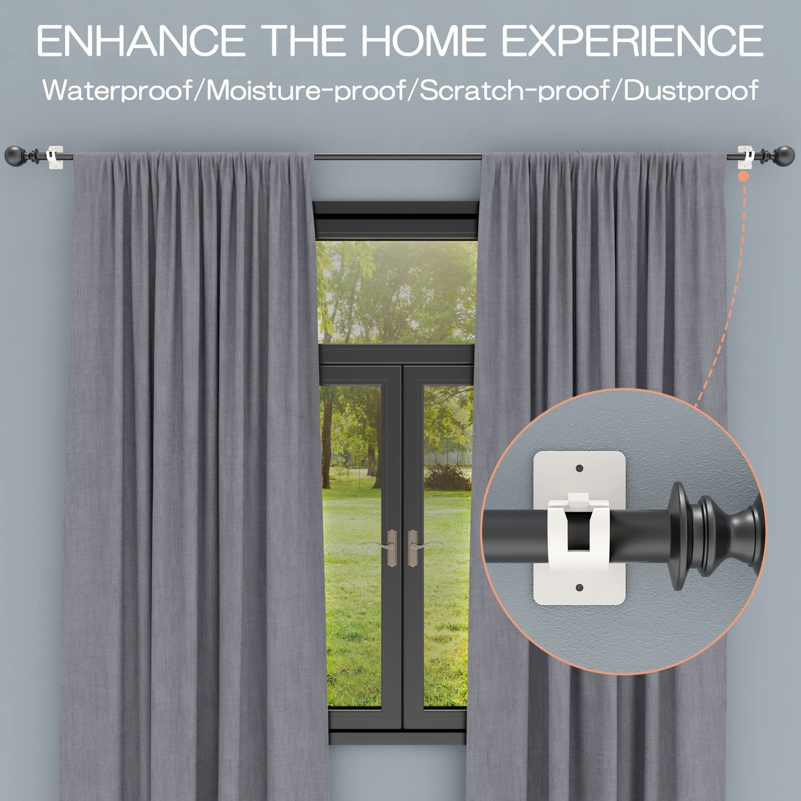 4PCS No Drill Curtain Brackets, Self-Adhesive Rod Holders, Universal Plastic …