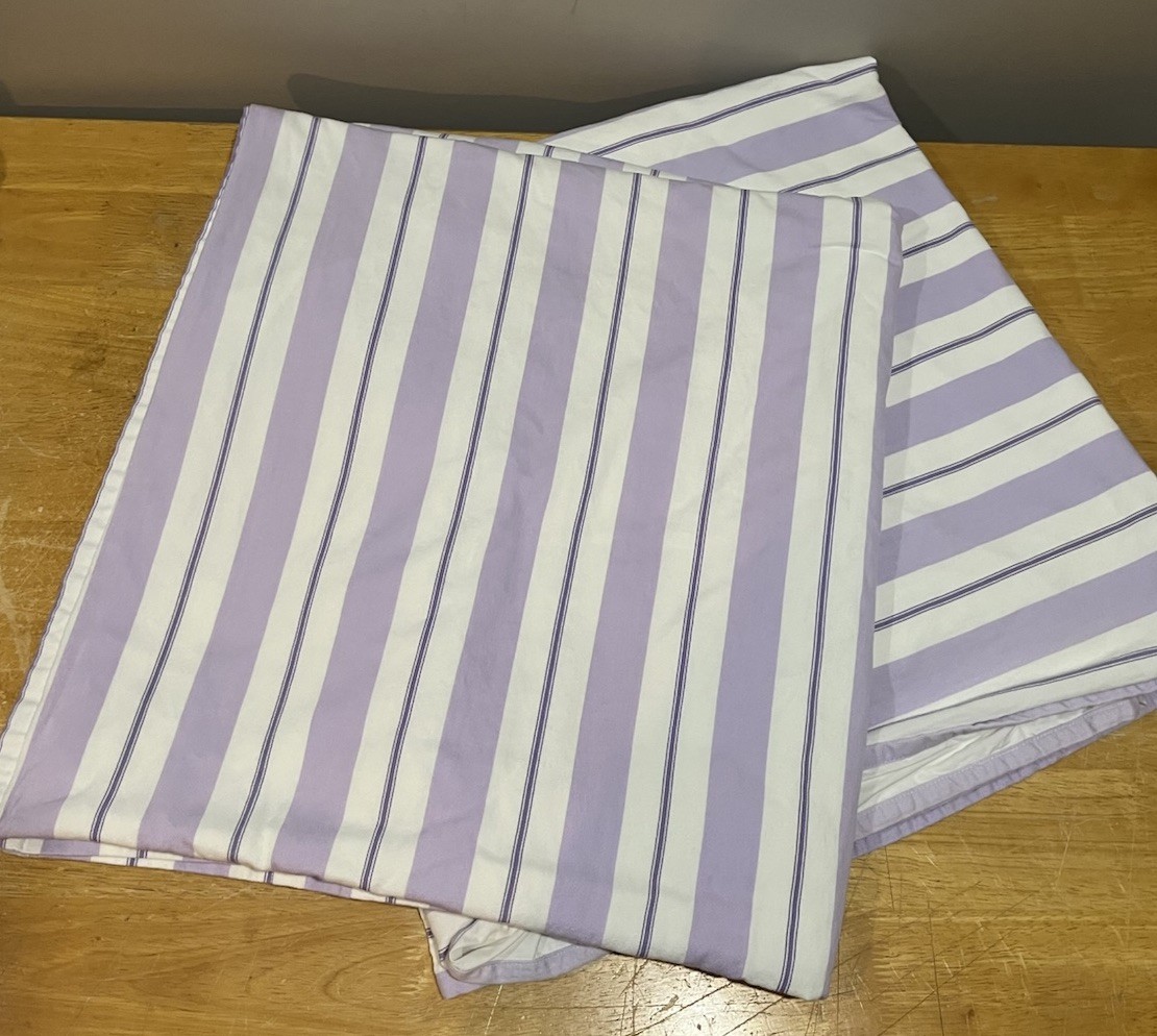 Pottery Barns Kids Spring Stripe Purple White 2 Panels Curtain Lined 42×90″
