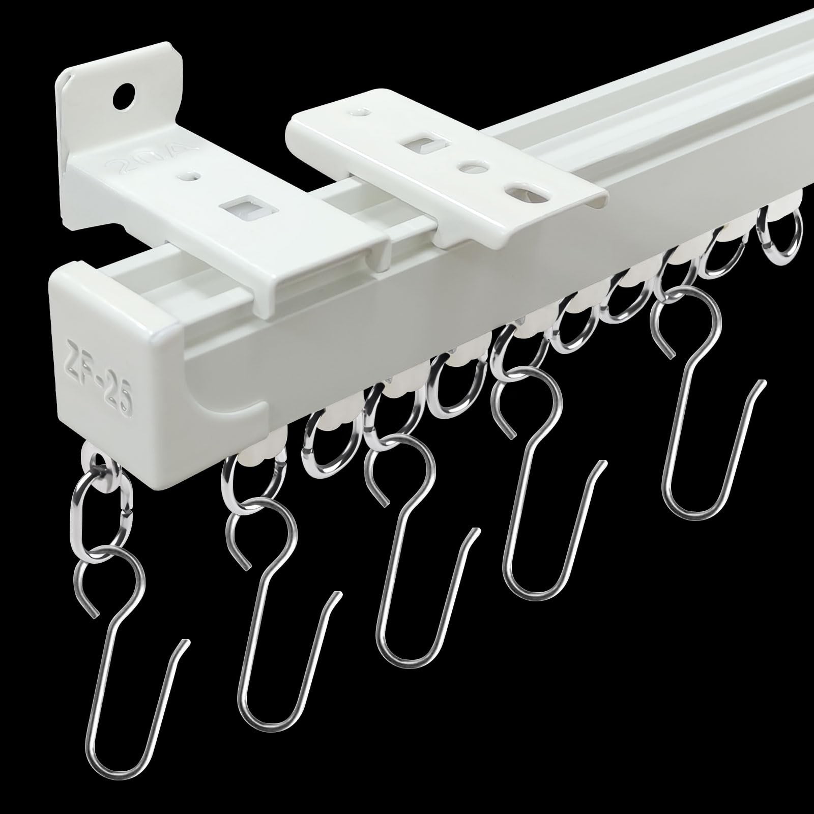 Curtain Track Ceiling or Wall Mount Curtain Tracks 12FT White with Hooks Room…