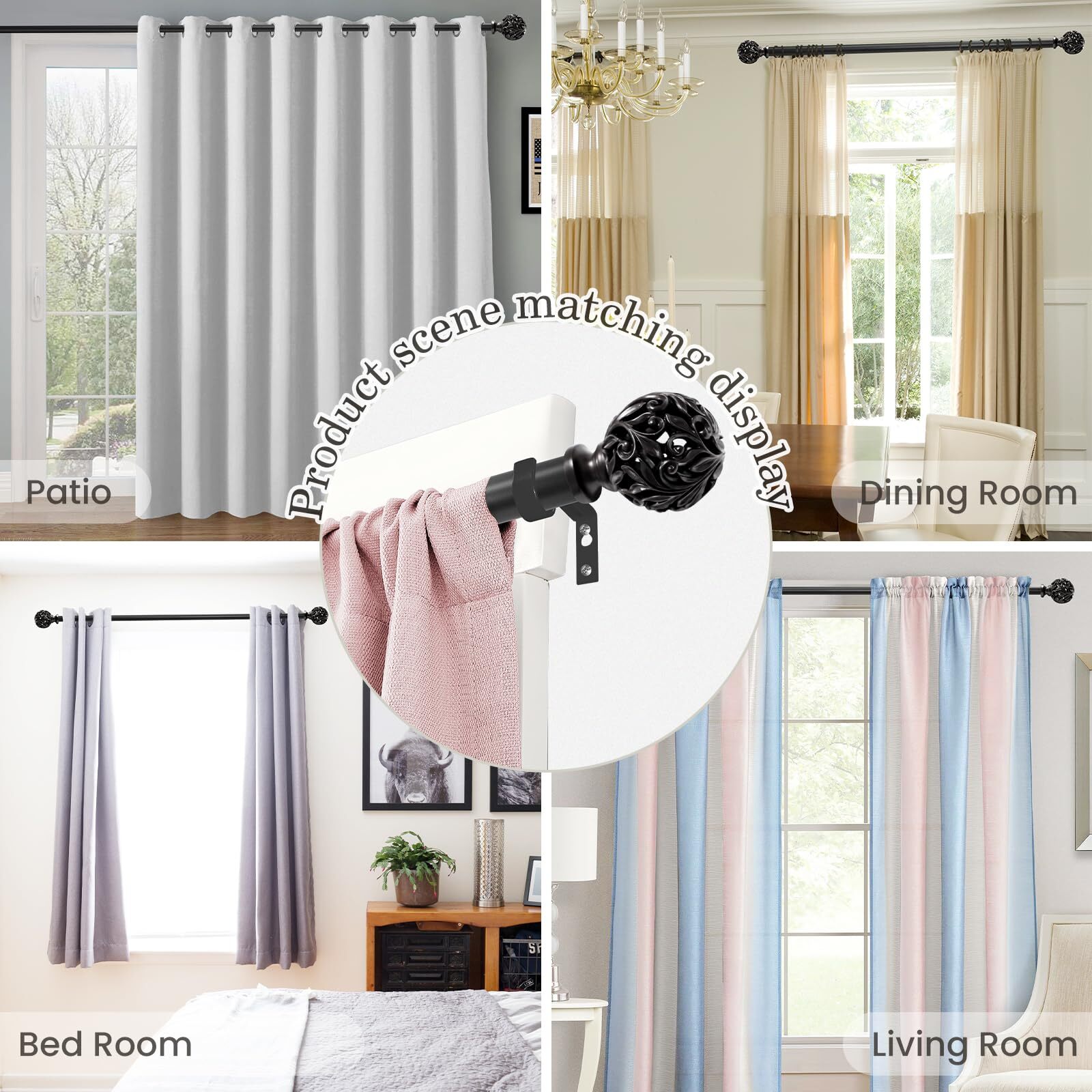 Oil Rubbed Bronze Curtain Rods 36 to 120 inches 3-10 ft 1 Inch Diameter Adjus…