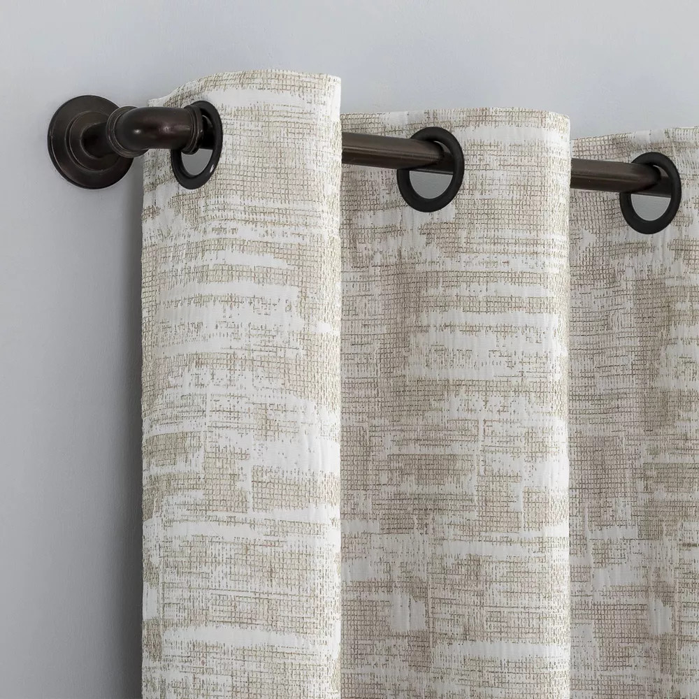 96″x40″ Parrish Distressed Grid Thermal Extreme 100% Blackout Grommet Curtain