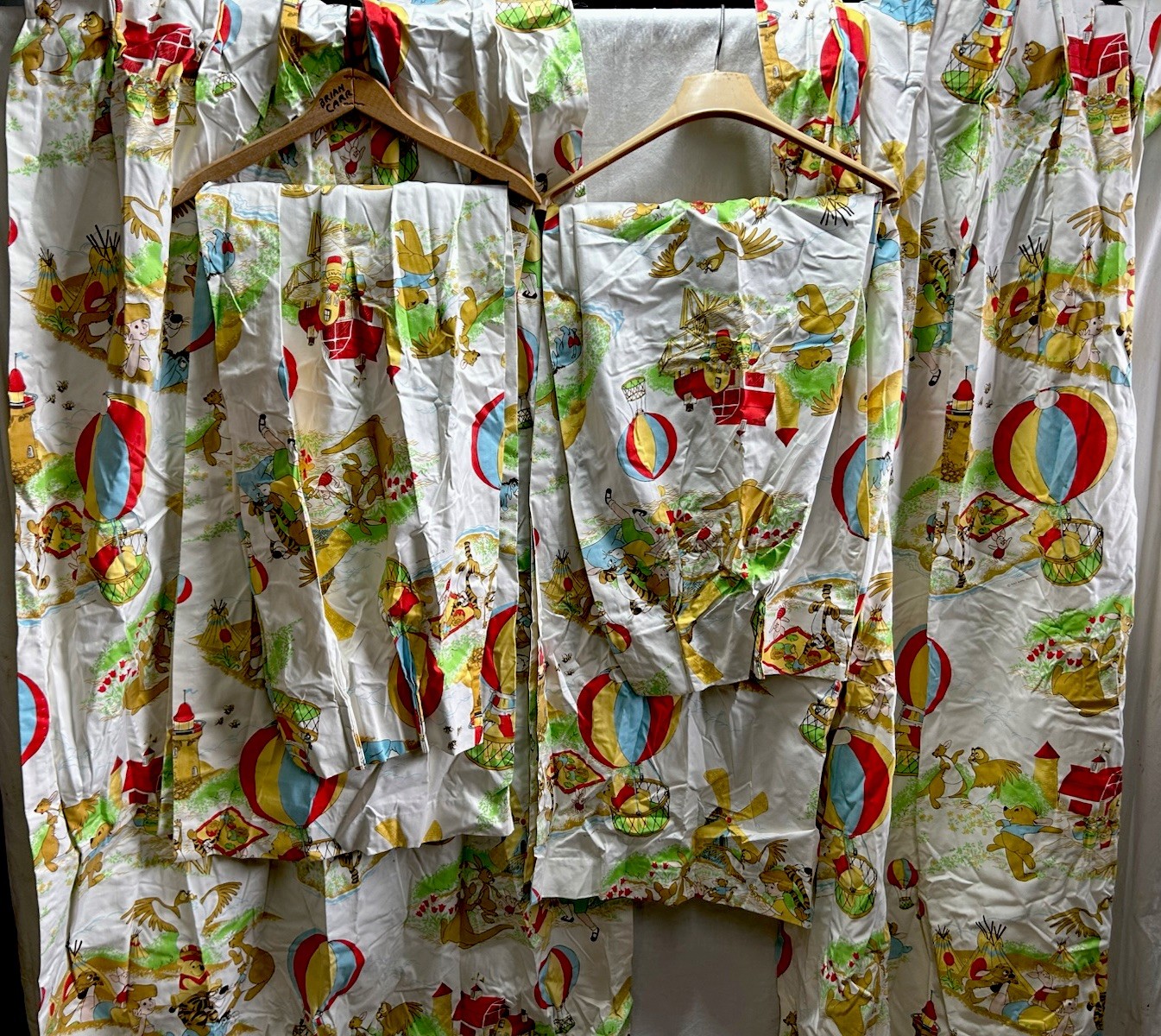 Vintage Disney Winnie The Pooh 4 Panels Curtains Drapes Nursery 22×60” USA Made