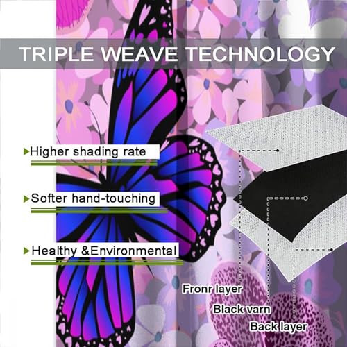 Butterfly Decor Curtains for Girls Boy Home Decor, Romantic Fantasy