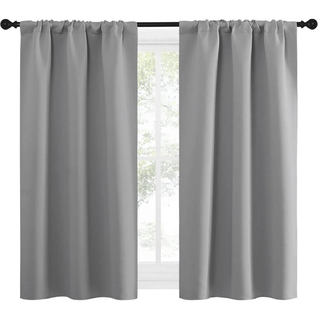 Blackout Curtains 34×54 Gray Silver Set of 2 Thermal Room Darkening