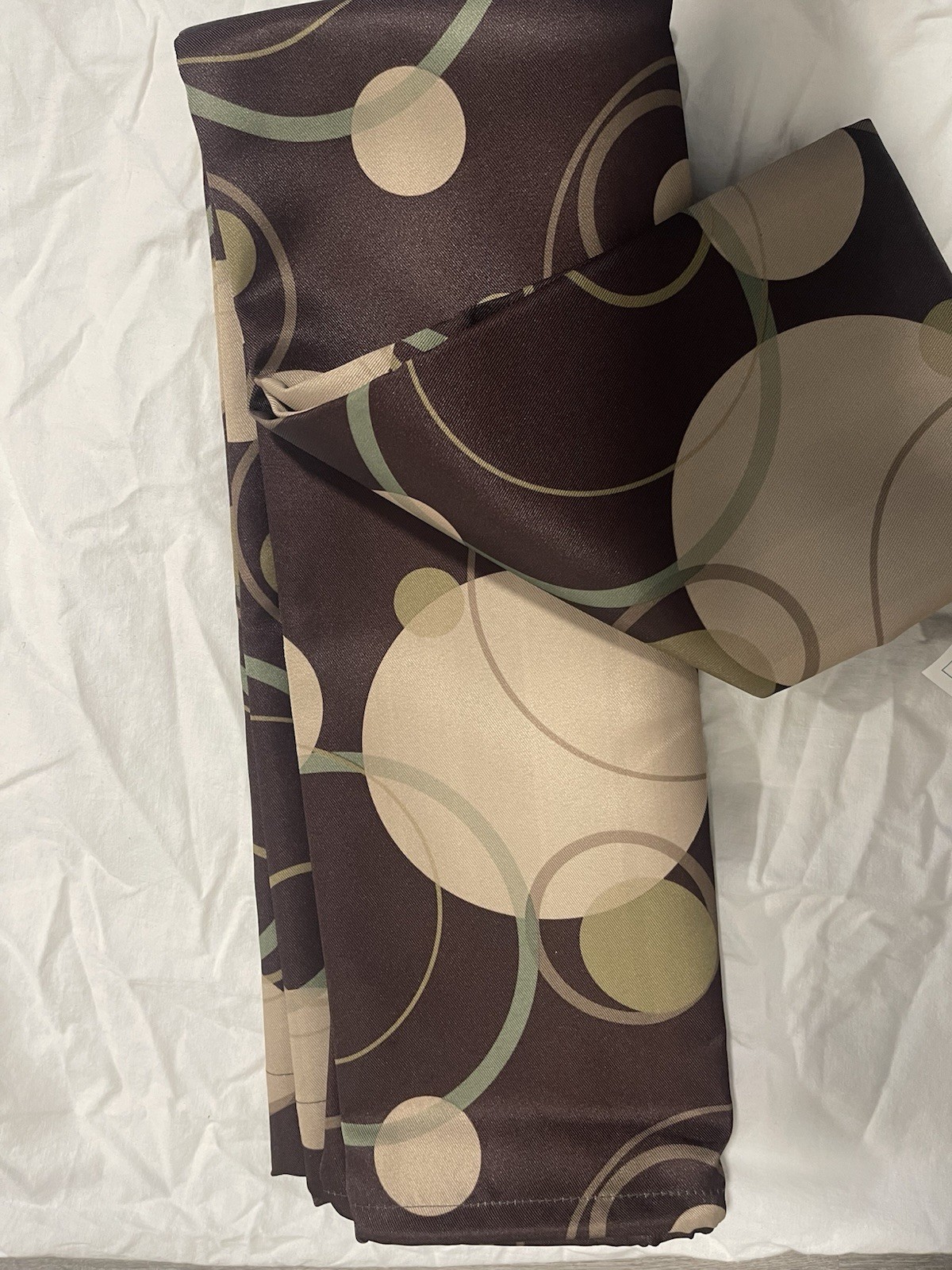 Retro Remix Brown/Beige/Green Geometric Grommet Opaque Curtain Panel 72×54