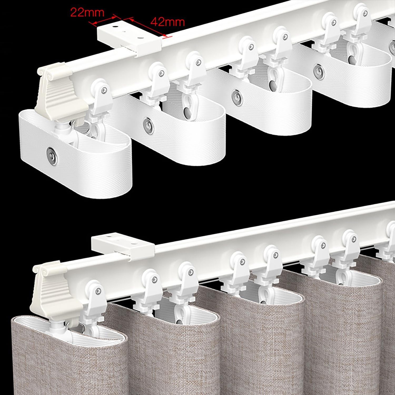 One Meter Aluminum Metal Alloy Bendable Window Tracks Curtain Poles White