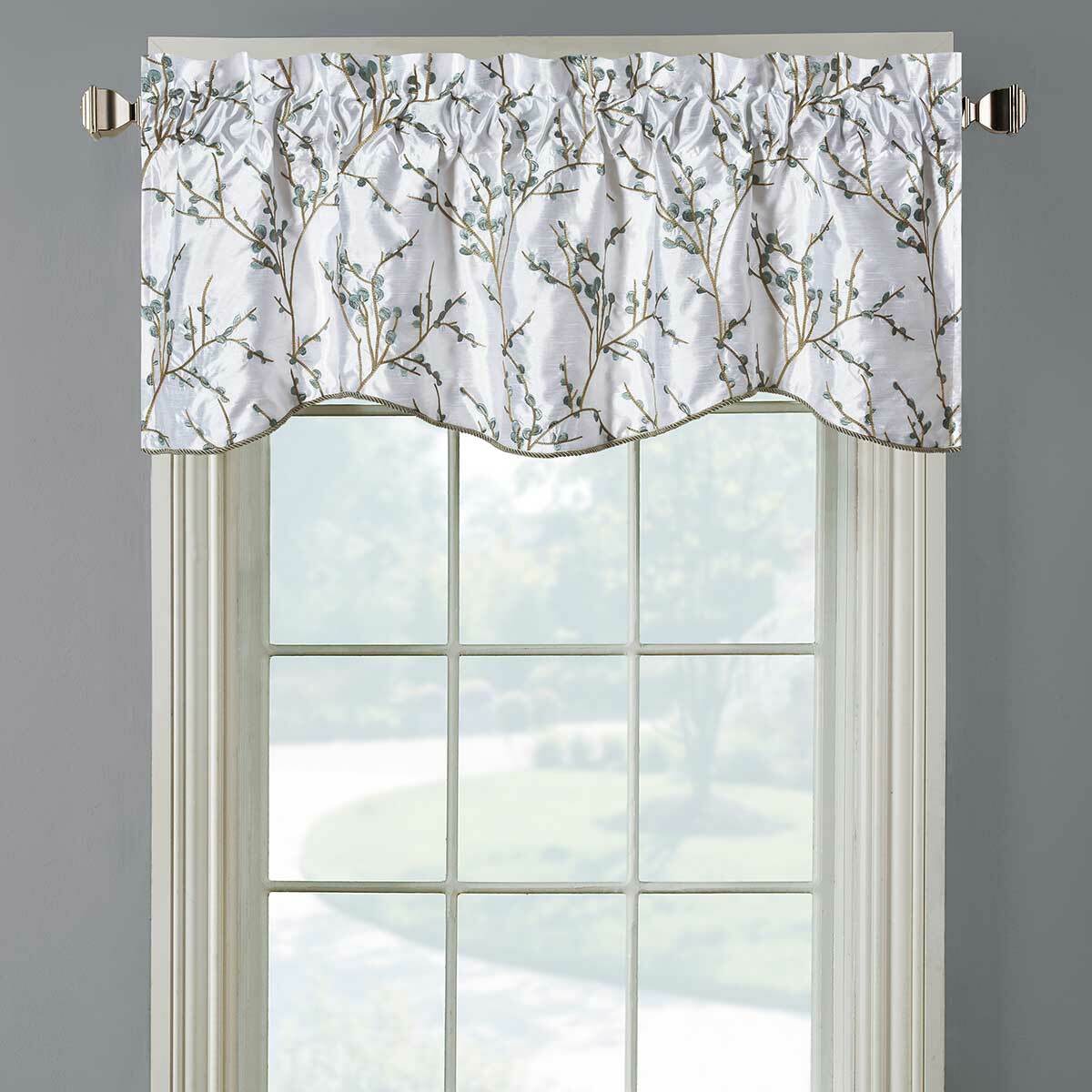 Chloe Scalloped Decorative Rope Embroidered Lined Valance 52″Wx17″L (Single)