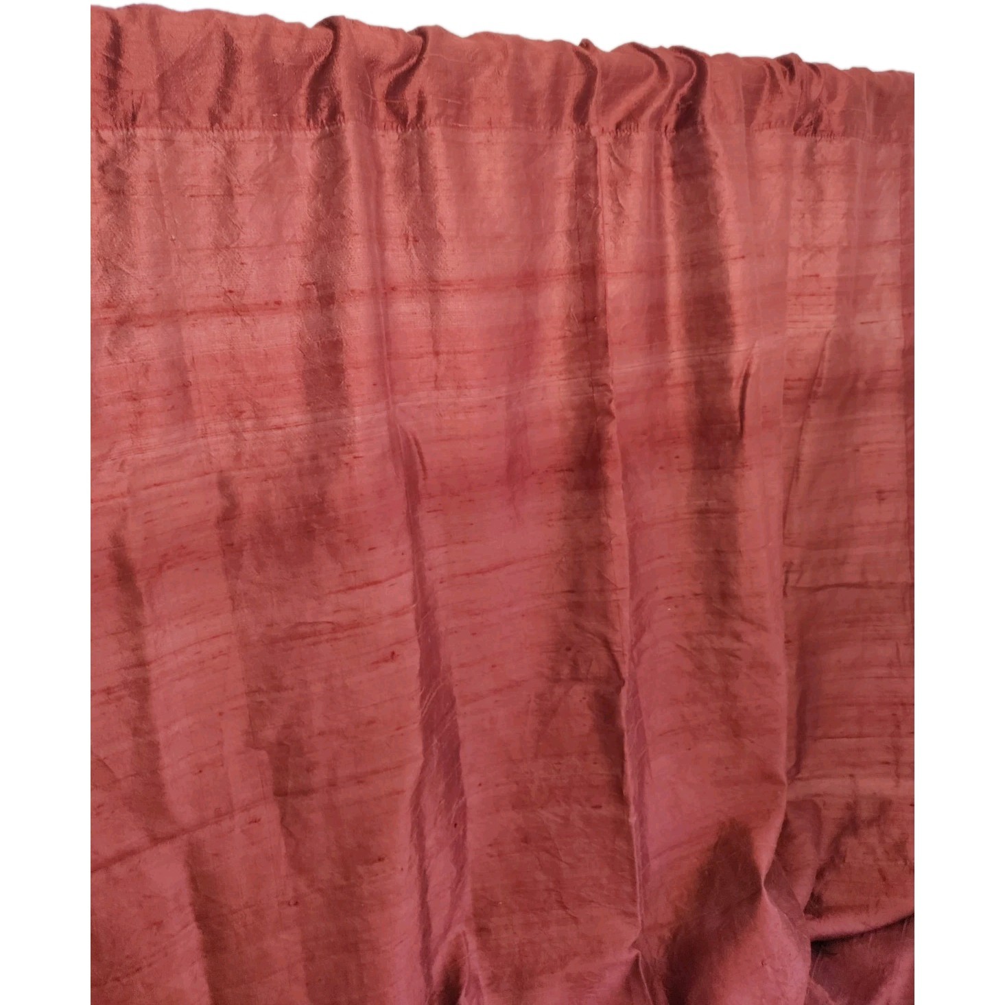 Oxblood Red 100% Silk Drapery Panel 40×78 Lined Rod Pocket Curtain Vintage 1990s