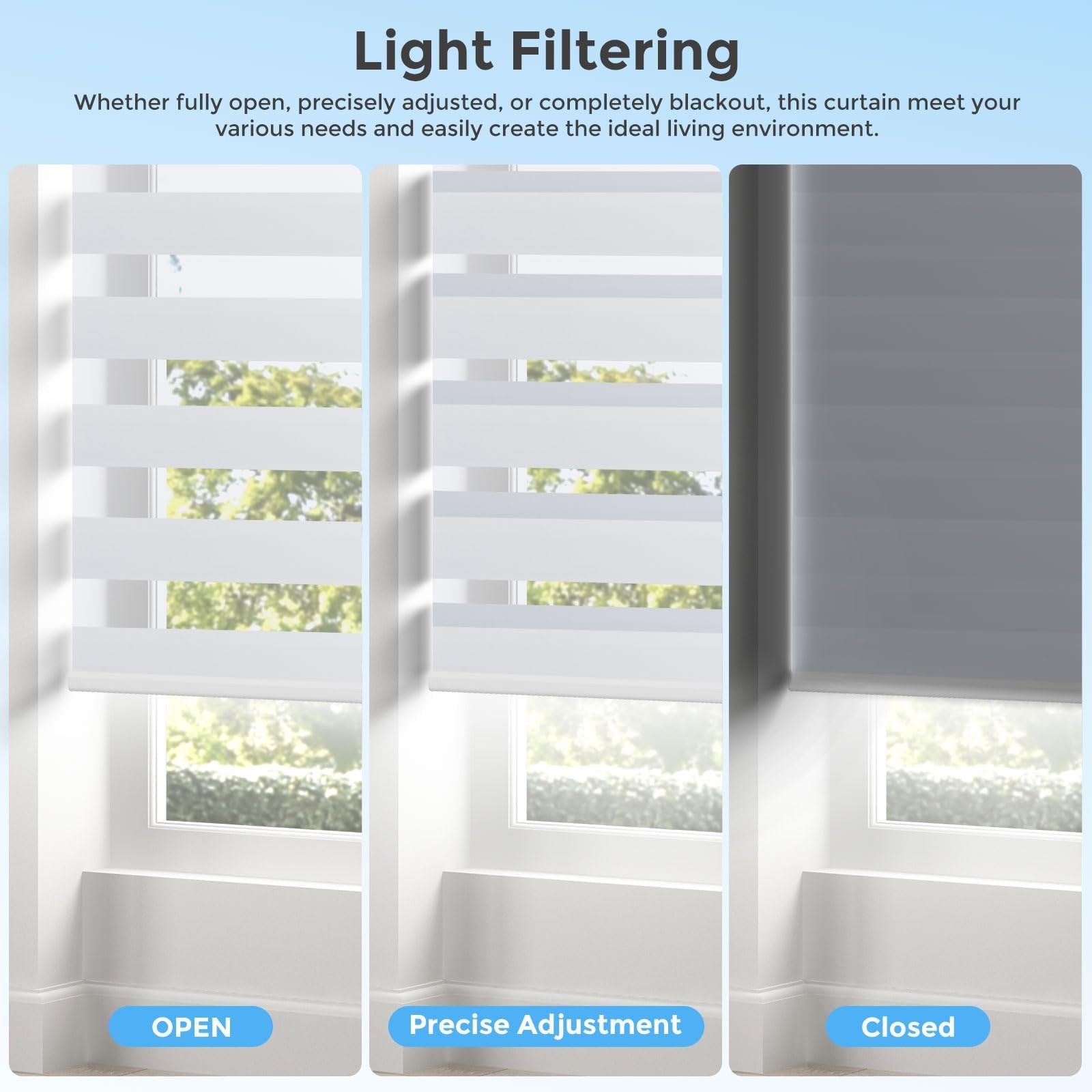 DONGFXK Motorized Zebra Blinds Remote Rechargeable Cordless Shade White 34×72