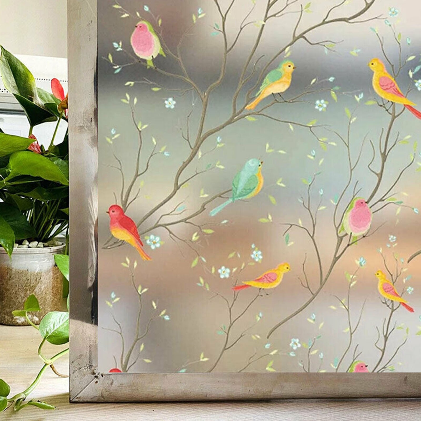 Bird Window Film For Privacy Cling Glass Sticker Frosted Static Non-Adhesive
