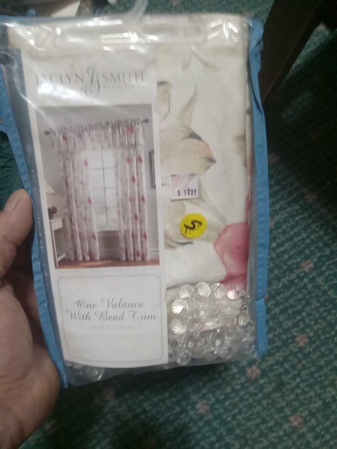 Vintage Jaclyn Smith 2 Valance With Bead Trim Floral Faux Silk 54×17 Set Of 2