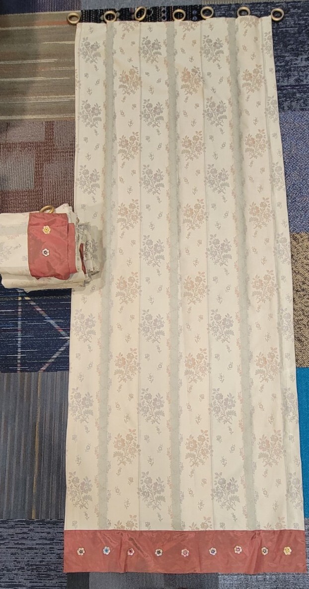 4 Panels FRENCH Lined BROCADE Lined Blackout DRAPES CURTAIN PANEL 101″ Long