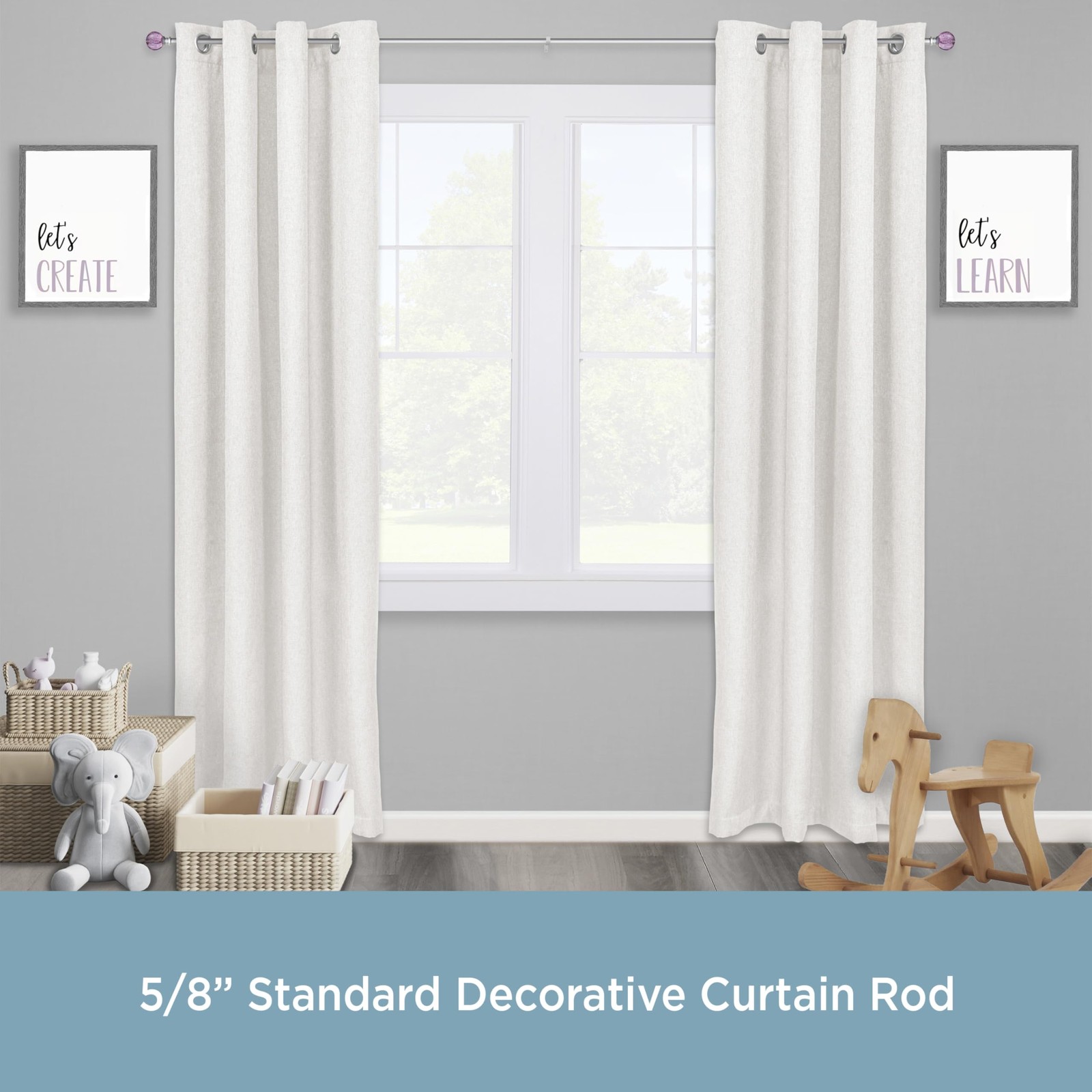 – Estrella Curtain Rod, Durable Steel with Purple Sparkle Fluted Acrylic Ends…