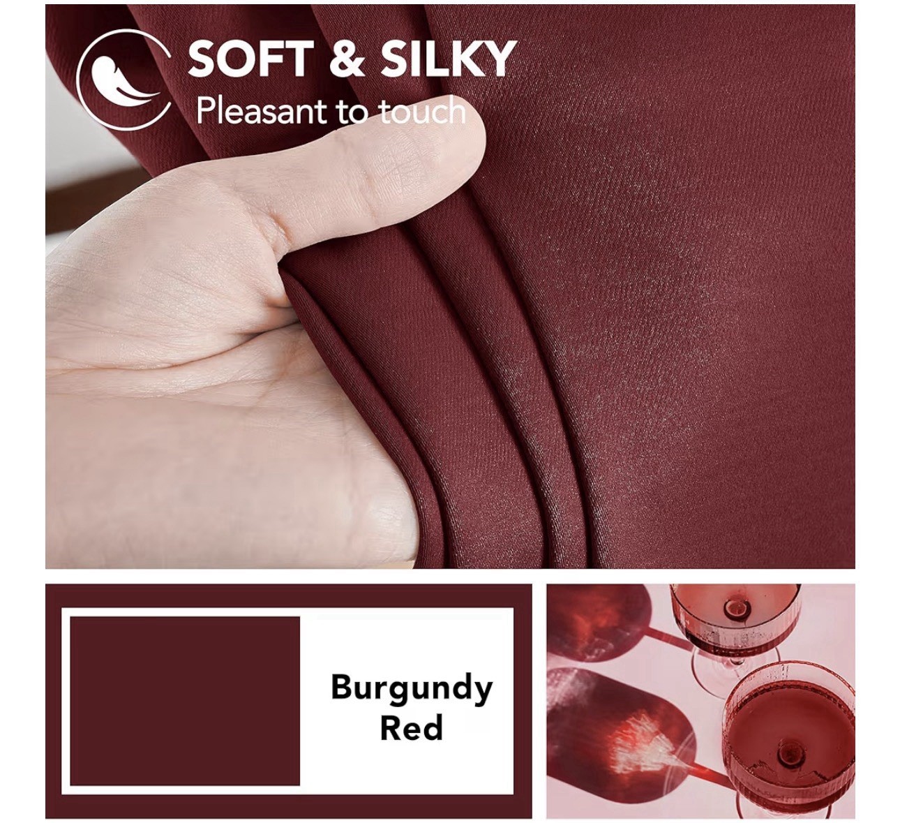 Burgandy Solid Curtains Thermal Insulated Blackout 52Wx54L” 2 Panels