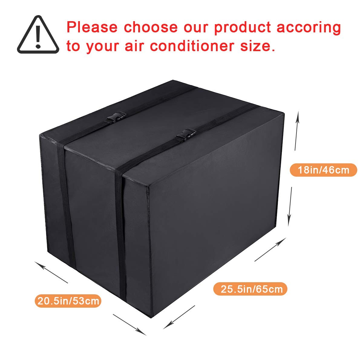 Black Waterproof Window AC Unit Cover 25.5Wx20.5Dx18H Insulation Protection