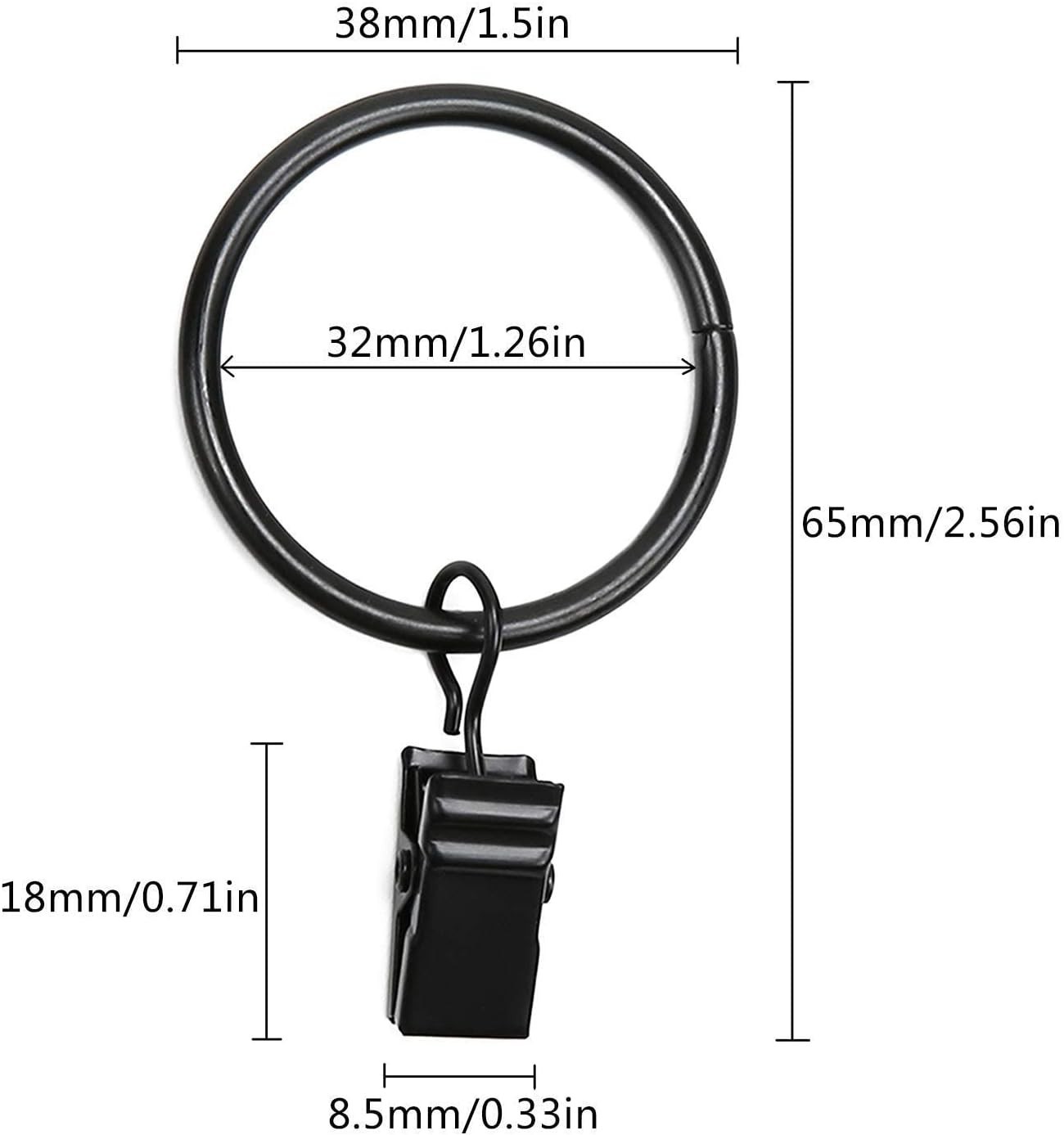 40 Pack Metal Curtain Rings with Clips, Drapery Clips with Rings, Curtain Han…
