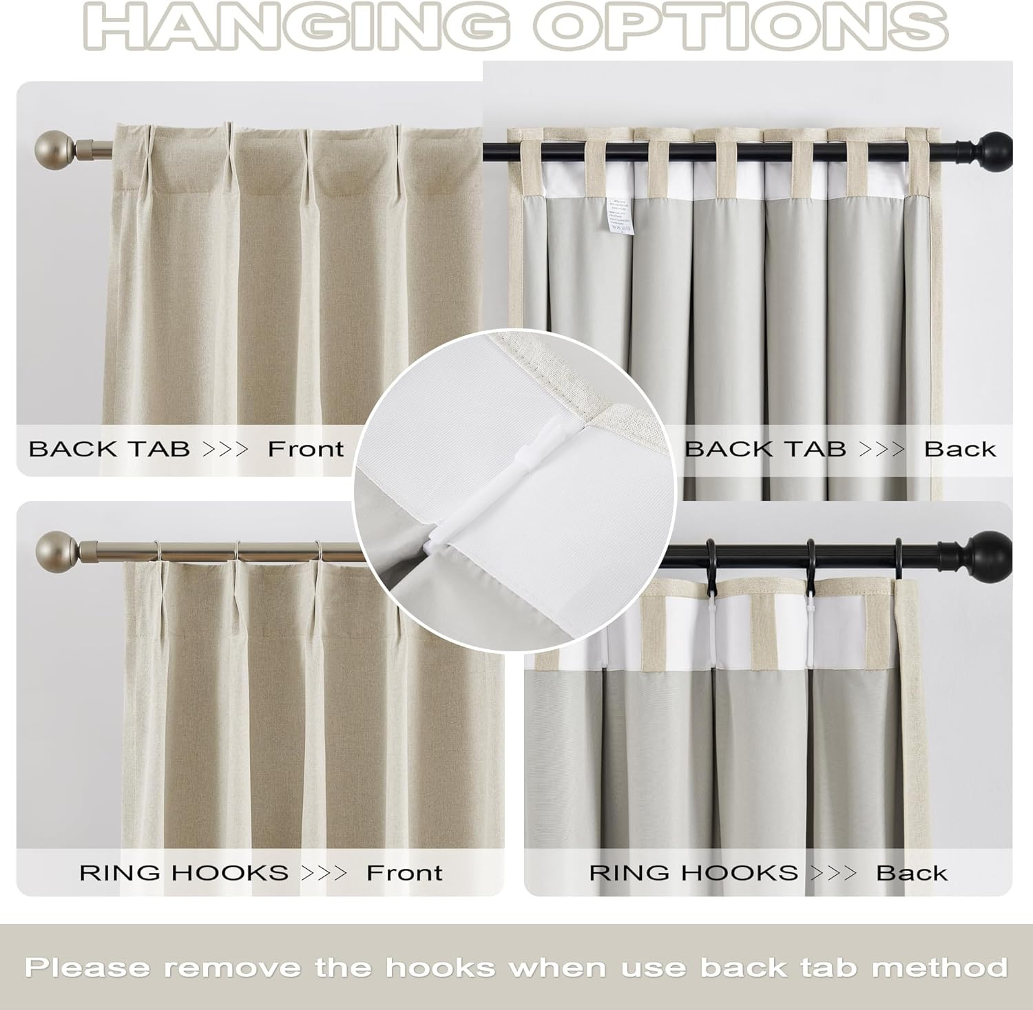 Extra Long Blackout Curtains 132″ for Large Windows – 2 Panels, Sound Absorbing