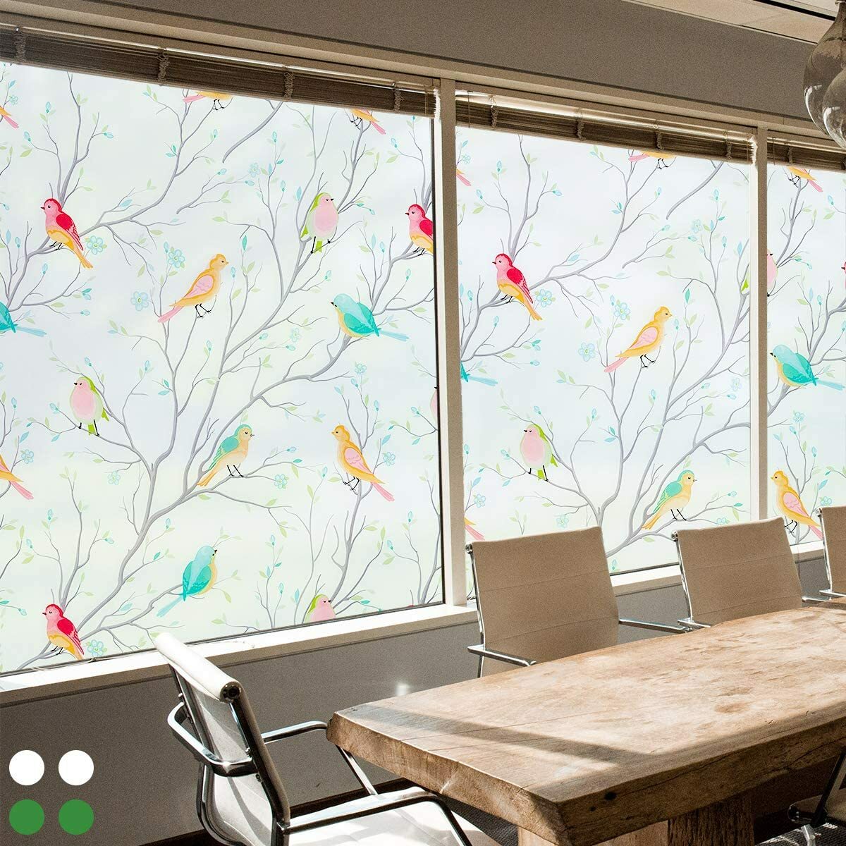 Bird&Tree No Glue Static Decorative Privacy Window Films for Glass 17.7″x78.7″