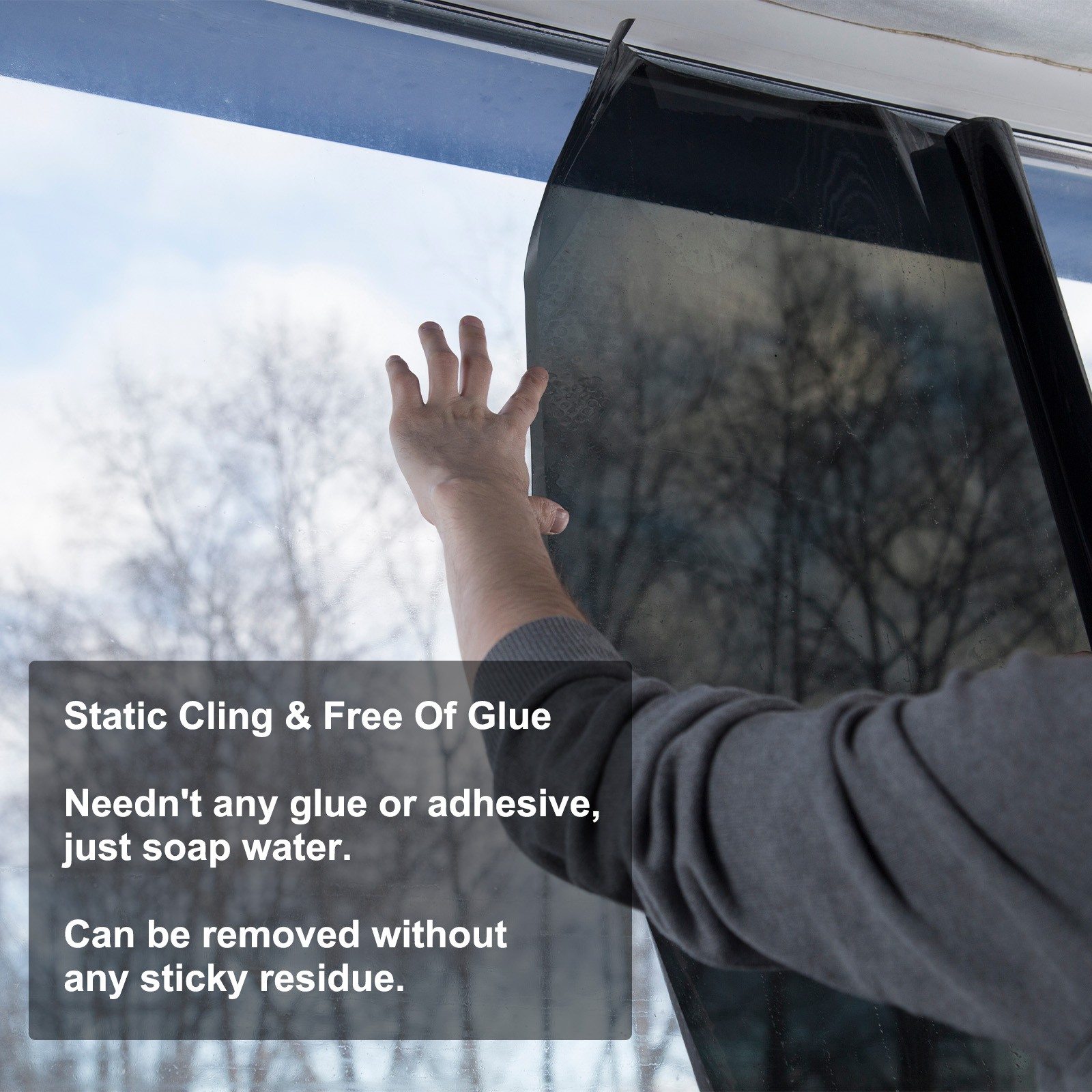 Window Privacy Film One Way Heat Blocking Static Cling Brown 35.4×78.7″