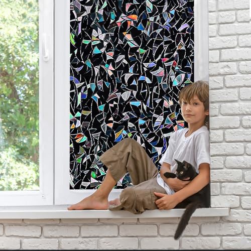 QHY Sunshine Total Blackout Window Film 17.5 in X 78.7 in Black Rainbow
